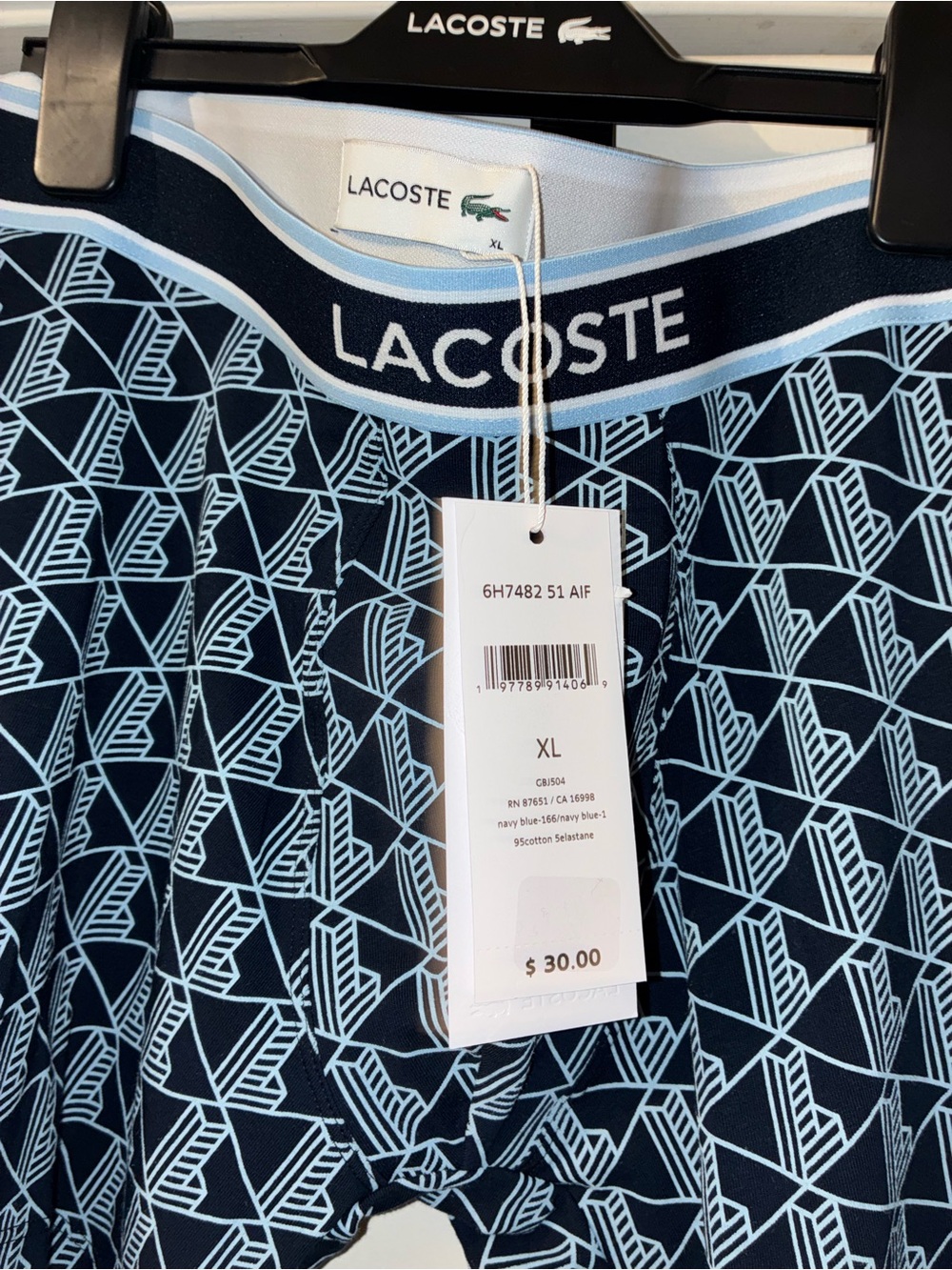 Lacoste Navy & Light Blue Geometric Boxer Briefs